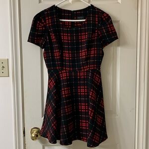 🌷3 for$25🌷Seductions, US S, Red & Black Plaid Short Sleeve Fit & Flare Dress